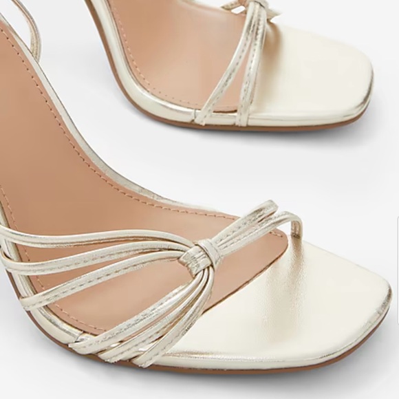 Express Strappy Lace Up Heeled Sandals, Size 10, Metallic Gold - Picture 2 of 4
